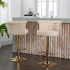 Skran Bar Stools Set of 2 with Tufted Back,Adjustable Seat,Velvet Swivel Counter Height Stools with Nailheads Trim,Upholstered Bar Chairs,Steel Base - 2 of 4