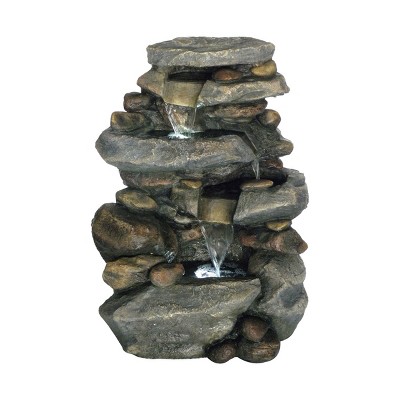 Nature Spring 3-Tiered Electric Waterfall Cascade Fountain With Pump and LED Lights