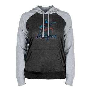 MLB Miami Marlins Women's Lightweight Bi-Blend Hooded Sweatshirt - 1 of 4