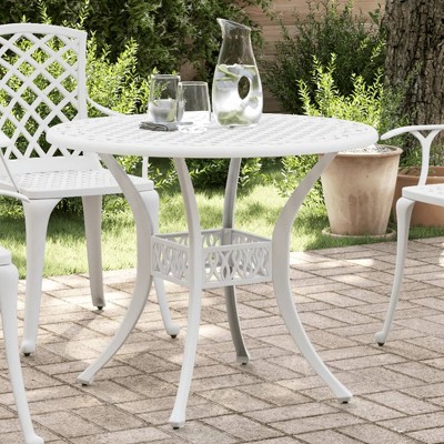 vidaXL Patio Table White Ã˜35.4"x29.5" Cast Aluminum