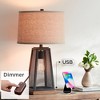 Franklin Iron Works Rustic Table Lamp 26 3/4" High with USB Port LED Night Light Dimmer Bronze Metal Mesh Burlap Shade for Bedroom Living Room House - 2 of 4