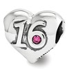 Black Bow Jewelry Sterling Silver & Pink Crystal Sweet 16 Double Sided Heart Bead Charm - 2 of 4