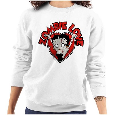 Betty Boop Zombie Love Heart Women Crewneck Sweatshirt Brisco Brands
