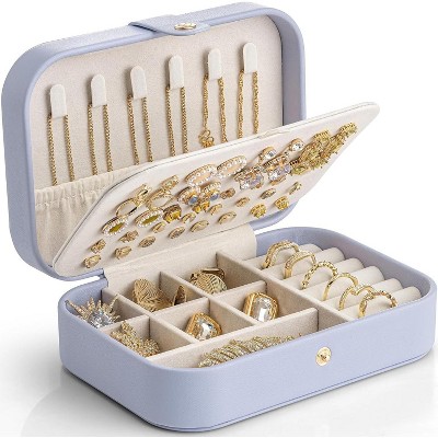 Travel Jewelry Case, PU Leather Small Mini Jewelry Box for Rings, Necklaces, Bracelet