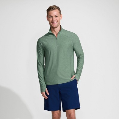 Lands' End Men's UPF 50 Cooling Quarter Zip Mock Neck Rash Guard Shirt