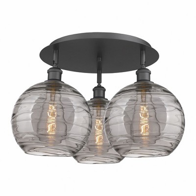 Athens Deco Swirl - 3 Light Flush Mount In Industrial Style-12.63 Inches Tall and 21.75 Inches Wide