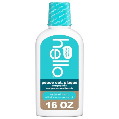 hello Peace Out Plaque Alcohol-Free and Vegan Mouthwash- 16oz