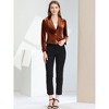 INSPIRE CHIC Women's 1 Button Lapel Collar Business Office Crop Suit Velvet Blazer - 3 of 4