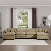 4-Seater Corduroy Modern Upholstered Sofa with Ergonomic Seat, 3 Footstools, 2 Arm Pillows, 4 Throw Pillows and Easy to Assemble - 3 of 4