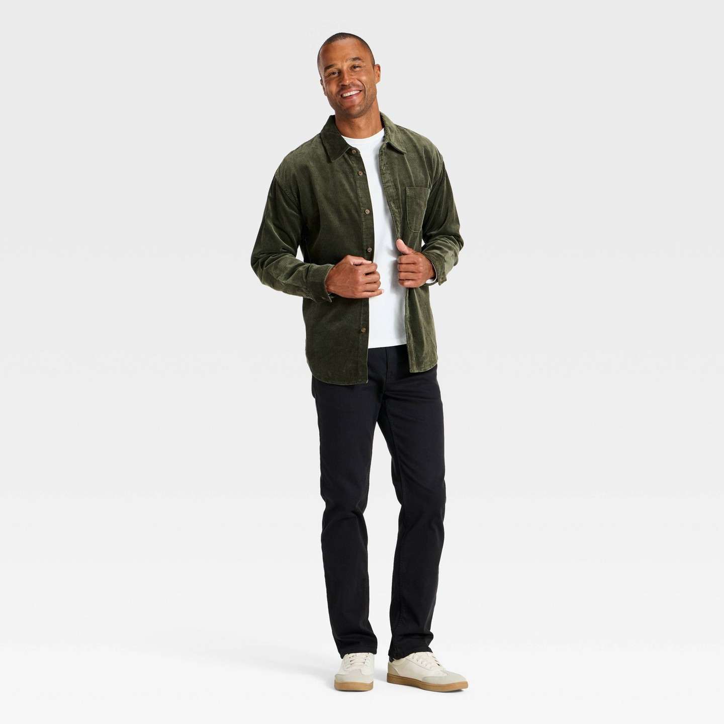 Мужская рубашка Goodfellow & Co Vintage Long Sleeve Corduroy, цвет: Зелёный — фото 3