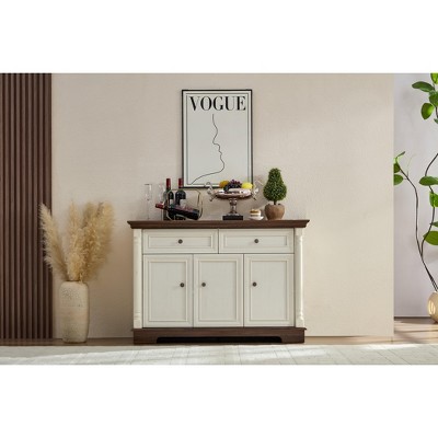 Bella Depot Farmhouse Kitchen Accent Cabinet, Large Storage Cabinet with Drawers and Doors