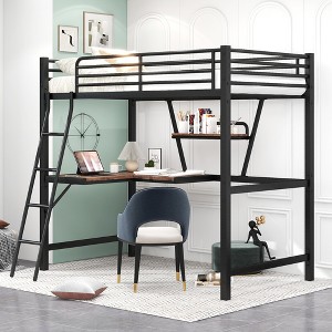 Twin Size Loft Bed with Desk and Shelf for Bedroom - 1 of 4