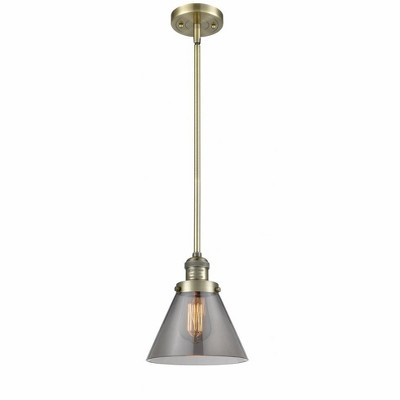 Cone - 1 Light Stem Hung Mini Pendant In Industrial Style-10 Inches Tall and 8 Inches Wide