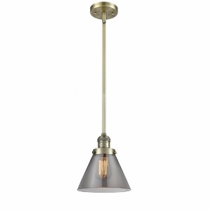 Cone - 1 Light Stem Hung Mini Pendant In Industrial Style-10 Inches Tall and 8 Inches Wide - 1 of 1