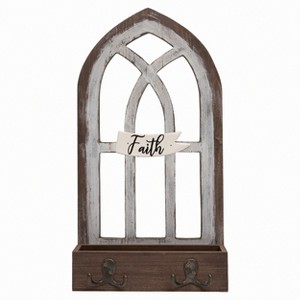 Transpac Wood 20 in. Brown Spring Cathedral Window Statement Decor - 1 of 2