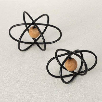4"H Sullivans Ultra-Modern Atomic-Shape Art Set of 2  Multicolored