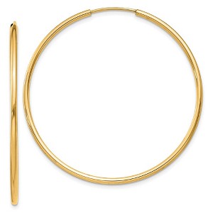 Black Bow Jewelry 1.5mm x 42mm 14k Yellow Gold Polished Round Endless Hoop Earrings - 1 of 4