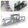 Insulated Large Rabbit Hutch Outdoor Indoor Bunny Cage, 2-Level Wooden Small Animal House with Insulation Liner, Gray - 4 of 4