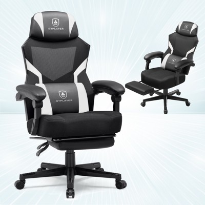 GTPLAYER Mesh Gaming Chair with Footrest, Mesh Back Reclining Office Chair for Adults, Comfortable Fabric Seat