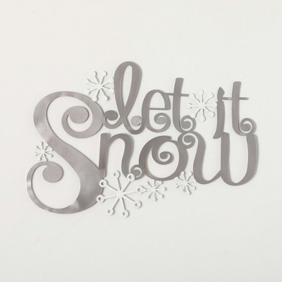 24" Sullivans Let It Snow Christmas Wall Decor, Silver