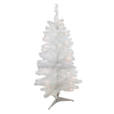 Northlight 4' Pre-Lit Slim White Artificial Tinsel Christmas Tree - Clear Lights