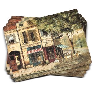 Pimpernel Parisian Scenes Placemats - Set of 4 (15.7” x 11.7”), Cork, Elegant Parisian Design, Durable, Easy to Clean, Adds Charm & Style to Any Space - 1 of 4