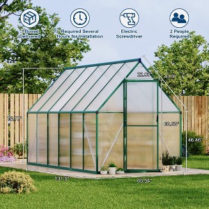 Polycarbonate Greenhouse for Outdoors, Large Walk-InGreenhouse with Quick Setup Structure and Roof Vent, Greenhouse with Ventilation - 1 of 4