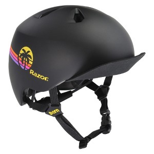 BERN Nino Razor Kids Bike & Skate Helmet – XS/S – Matte Black Yellow Sunset – Flip Visor, Lightweight, Multi-Sport Protection, Adjustable Fit - 1 of 4