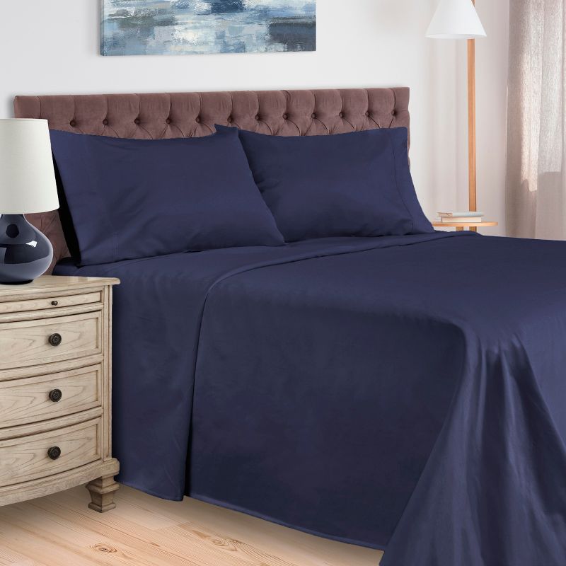 100% Premium Cotton 400 Thread Count Solid Deep Pocket Luxury Bed Sheet Set by Blue Nile Mills, 2 of 6