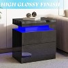AMERLIFE High Gloss LED Nightstand Set of 2 with Charging Station - 4 of 4