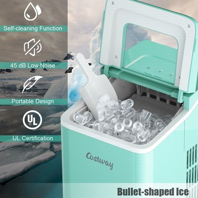 Compact Green ABS Countertop Portable Ice Maker with Scoop