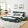 CAVINAS Upholstered Bed Frame, Comfortable Chenille Fabric Bed with Headboards and Solid Bed Frame, Platform Bed with 4 Drawer for Storage - 2 of 4