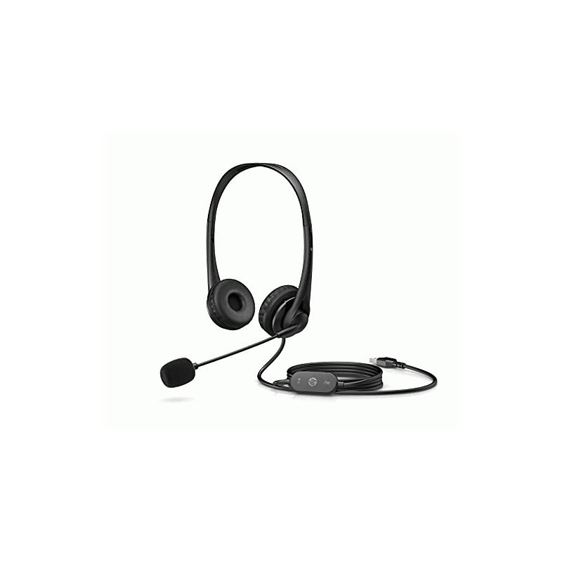 HP Stereo USB-A Headset G2 - Flexible boom mic that blocks background noise - In-Line volume control and mute - Simple USB-A connection, 1 of 2