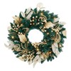 CuisinSmart 18" Christmas Artificial Garland, Artificial Christmas Wreath for Front Door, Holiday Wall Decors with Gold Leaf & Berries - 3 of 4