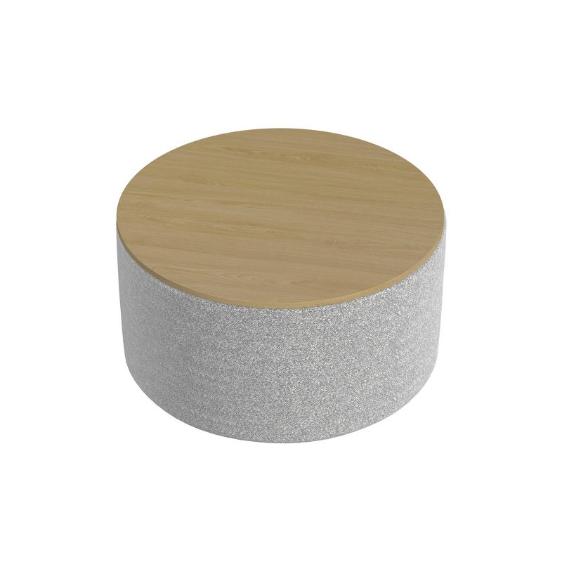 Wood Top Storage Ottoman White Boucle - HomePop, 2 of 10