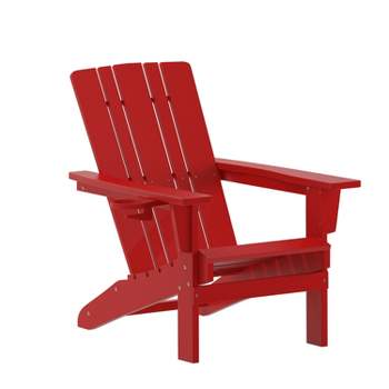 Flash Furniture Halifax Adirondack Chair with Cup Holder, Weather Resistant HDPE Adirondack Chair