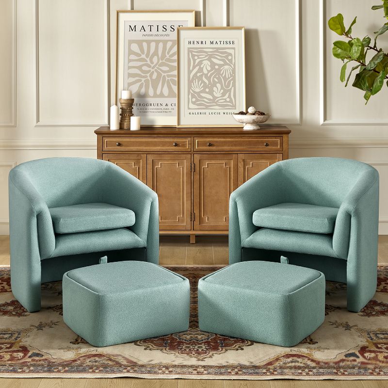 Giles Morden Upholstered Armchair with Removable Legs Storage Ottaman Set of 2|Artful Living Design, 2 of 9