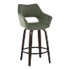 LumiSource Set of 2 Mustang Counter Height Barstools Dark Wood Fabric - 2 of 4