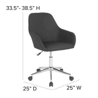 Black Fabric Mid-Back Swivel Office Chair with Chrome Base
