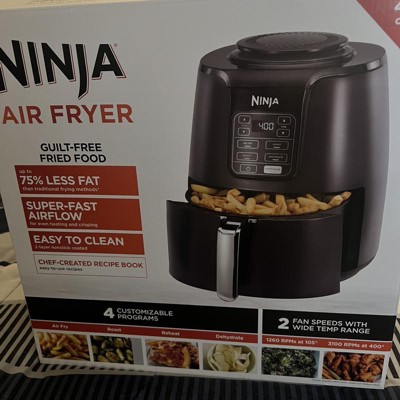 Ninja Air Fryer, 1550-Watt Programmable Base for Air Frying, Roasting,  Reheating & Dehydrating with 4-Quart Ceramic Coated Basket (AF101),  Black/Gray
