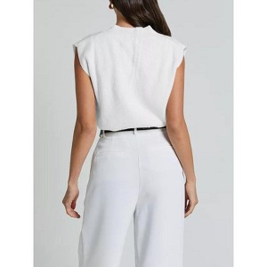 Womens v Neck Sweater Vest Oversized Ribbed Knit Sleeveless Casual Loose Fit Pullover Tank Top - 1 of 4