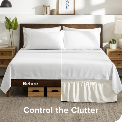 King Cream Polyester Ruffled Wrap Around Bed Skirt