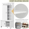 Garvee Modern White Hall Tree with Sliding Doors, Storage Cabinet & Coat Rack ¨C Entryway Bench with Adjustable Shelves, White - 4 of 4