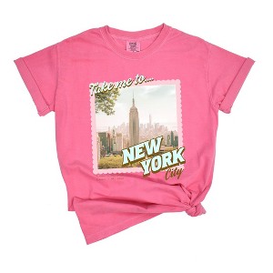 Simply Sage Market Women's Take Me To New York Short Sleeve Garment Dyed Tee - 1 of 2