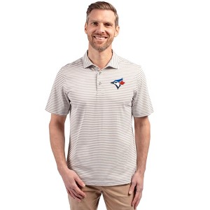 Toronto Blue Jays Cutter & Buck Virtue Eco Pique Stripe Recycled Mens Polo - 1 of 1