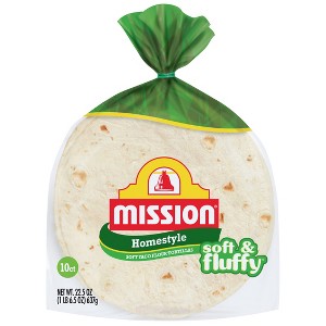 Mission Taco Size Soft & Fluffy Homestyle Flour Tortillas - 22.5oz/10ct - 1 of 4
