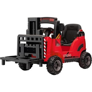 12V Ride on Forklift Car, Electric Vehicle Construction Truck, 2-Speed, Remote Control, Liftable Fork & Pallet, USB, Safety Belt - 1 of 4