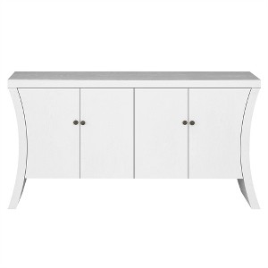 XINGHANZHENXUAN Refined Industrial 4-Door Credenza with Wooden Legs & Bronze Clasps, Storage Cabinet for Modern & Rustic Interiors - 1 of 4