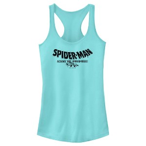 Juniors Womens Spider-Man: Across the Spider-Verse Movie Logo Black Racerback Tank Top - 1 of 4