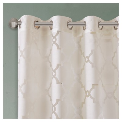Ivory Sheer Grommet Burnout Fretwork Curtain Panel
